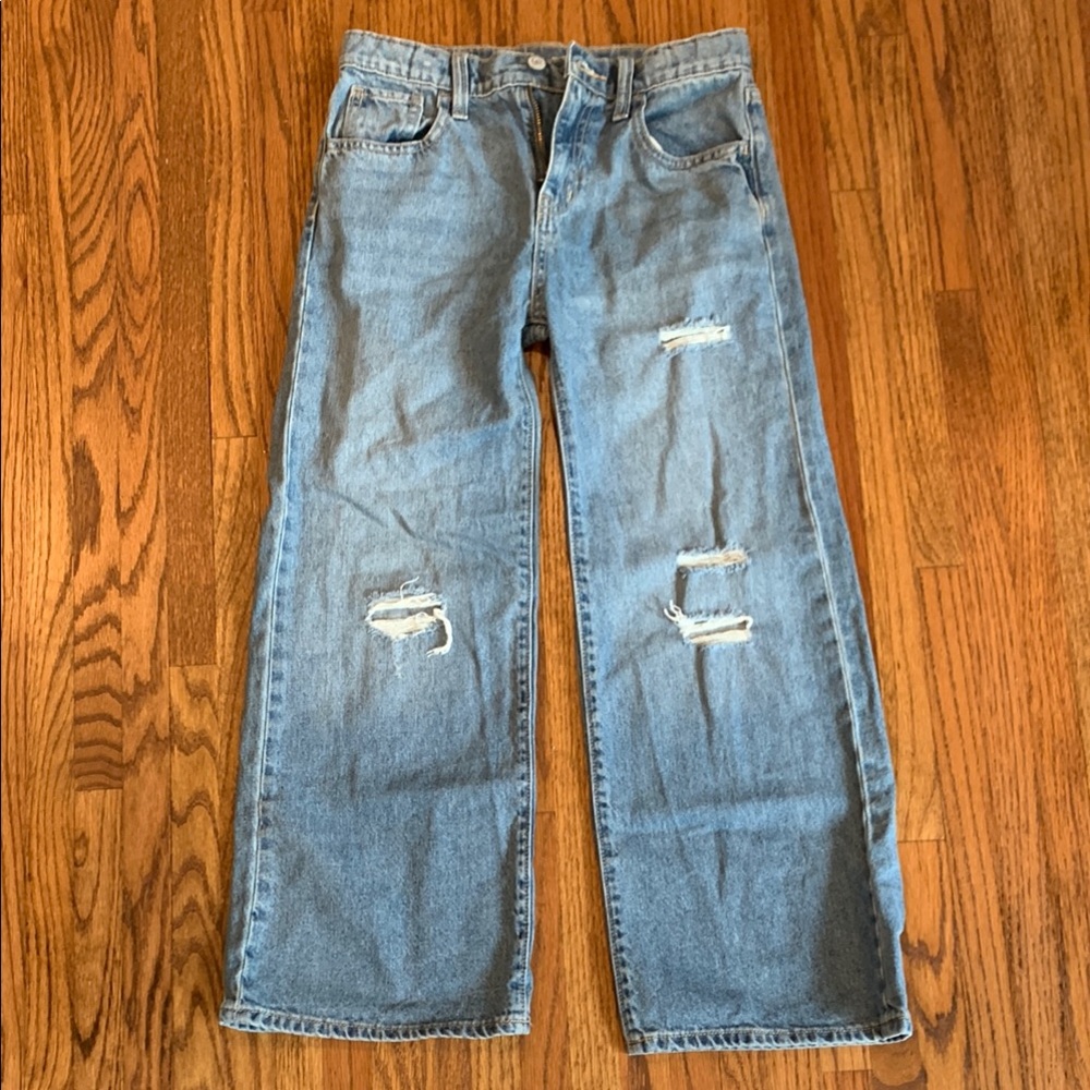 Old Navy Blue Distressed Straight-Leg Jeans